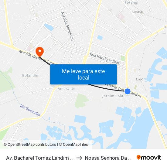 Av. Bacharel Tomaz Landim | Teleperfomance to Nossa Senhora Da Apresentação map