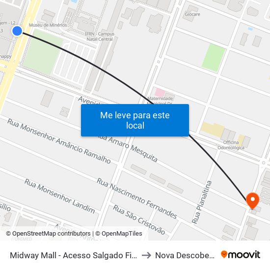 Midway Mall - Acesso Salgado Filho to Nova Descoberta map