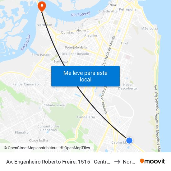 Av. Engenheiro Roberto Freire, 1515 | Centro Universitário Uninassau to Nordeste map