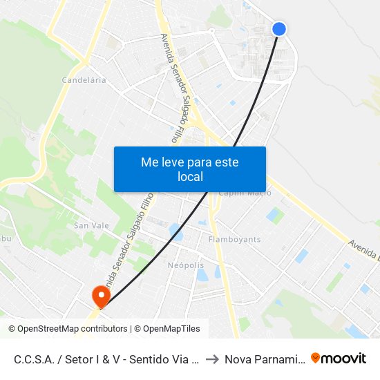 C.C.S.A. / Setor I / V - Sentido Via Direta to Nova Parnamirim map