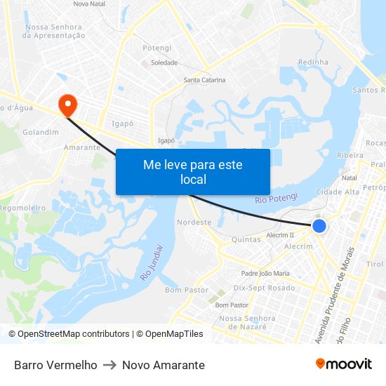 Barro Vermelho to Novo Amarante map