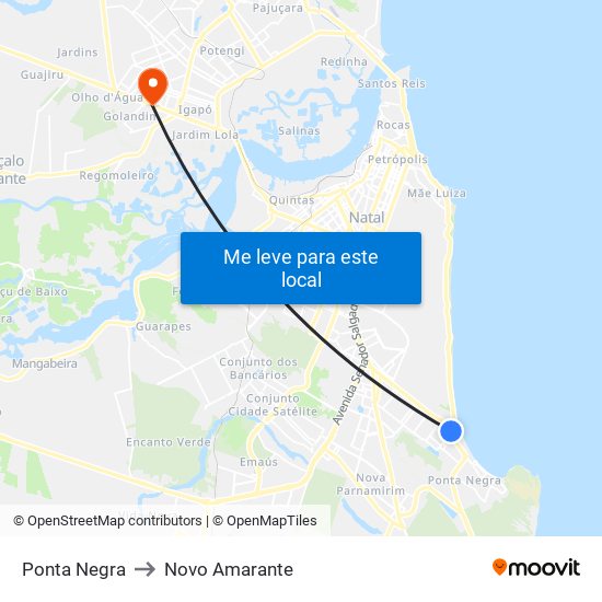 Ponta Negra to Novo Amarante map