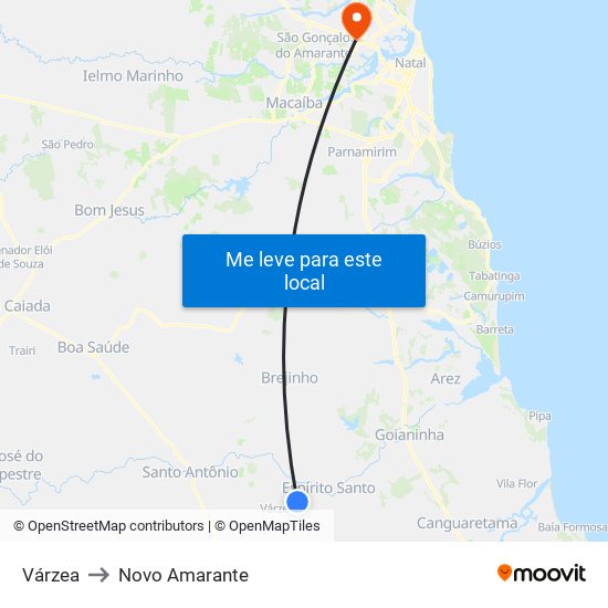 Várzea to Novo Amarante map