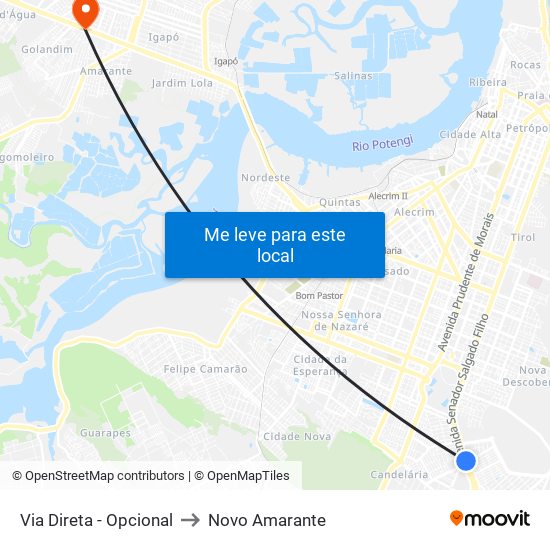 Via Direta - Opcional to Novo Amarante map