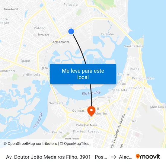 Av. Doutor João Medeiros Filho, 3901 | Posto Alvorada to Alecrim map