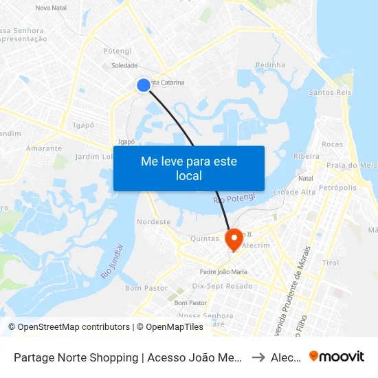 Partage Norte Shopping | Acesso João Medeiros Filho to Alecrim map