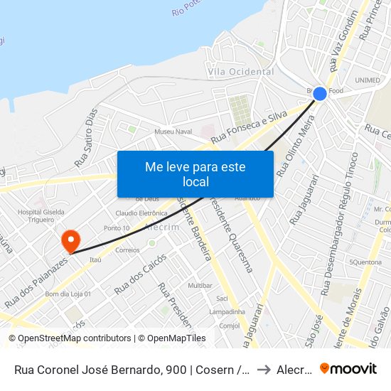Rua Coronel José Bernardo, 900 | Cosern / Baldo to Alecrim map