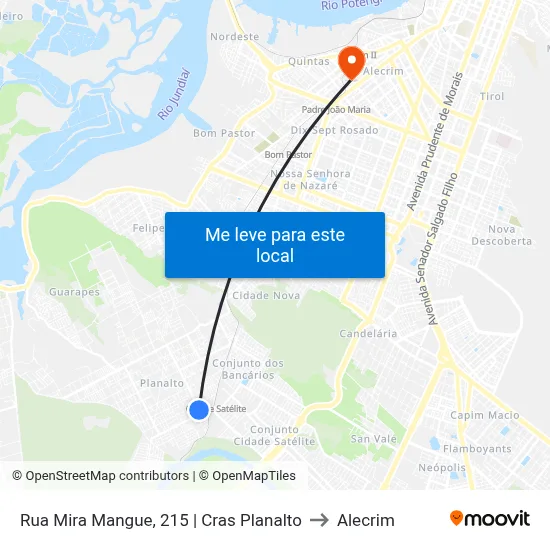 Rua Mira Mangue, 215 | Cras Planalto to Alecrim map