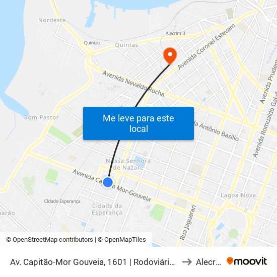 Av. Capitão-Mor Gouveia, 1601 | Rodoviária Nova to Alecrim map