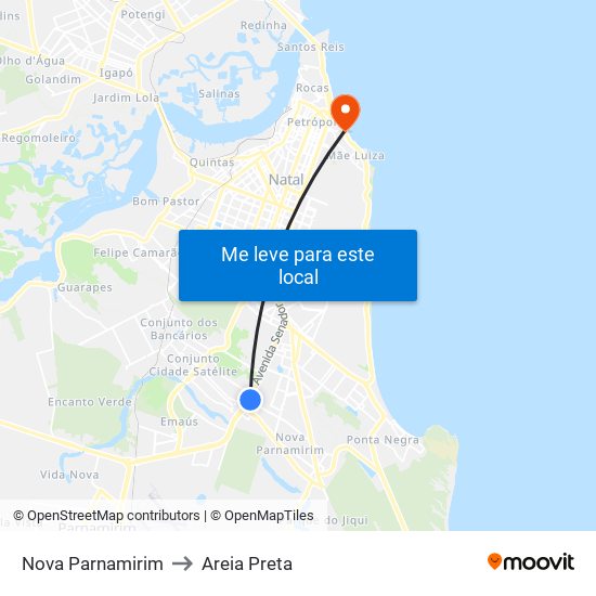 Nova Parnamirim to Areia Preta map