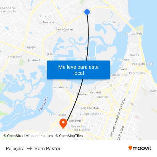 Pajuçara to Bom Pastor map