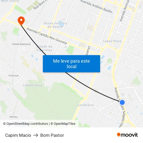 Capim Macio to Bom Pastor map