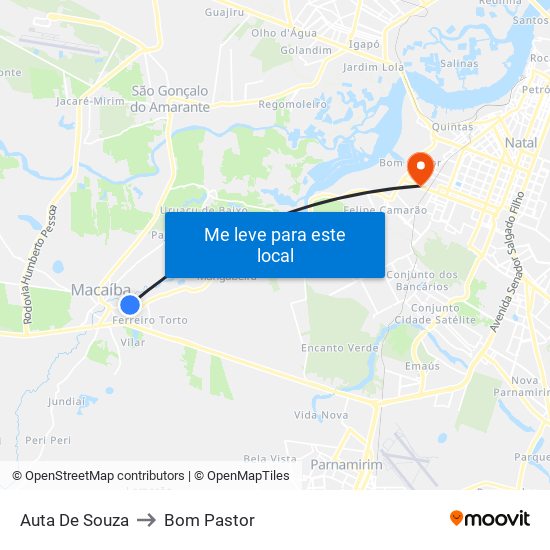 Auta De Souza to Bom Pastor map