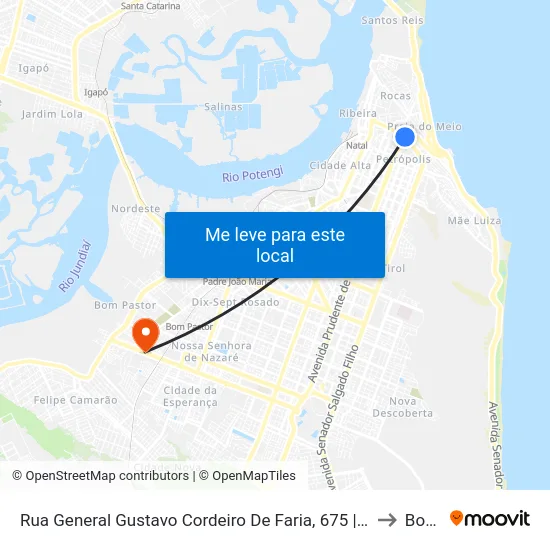 Rua General Gustavo Cordeiro De Faria, 675 | Hospital Universitário Onofre Lopes / Maternidade Januário Cicco to Bom Pastor map