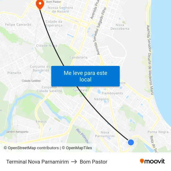Terminal Nova Parnamirim to Bom Pastor map