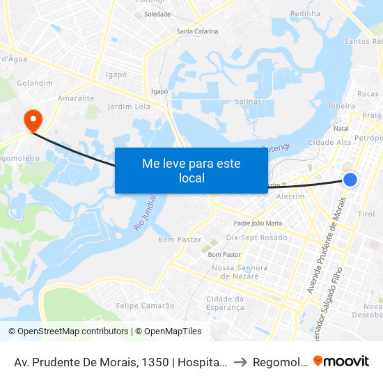 Av. Prudente De Morais, 1350 | Hospital Da Polícia to Regomoleiro map