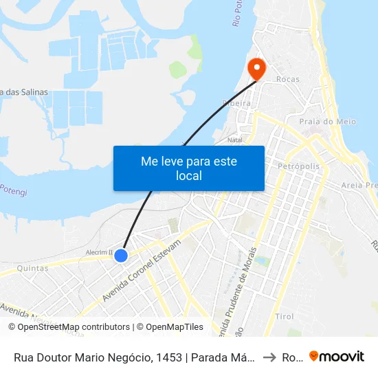 Rua Doutor Mario Negócio, 1453 | Parada Mário Negócio - Zona Norte to Rocas map