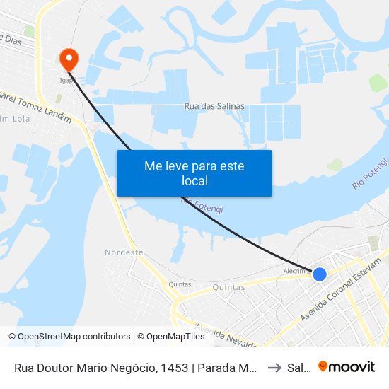 Rua Doutor Mario Negócio, 1453 | Parada Mário Negócio - Zona Norte to Salinas map