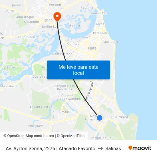 Av. Ayrton Senna, 2276 | Atacado Favorito to Salinas map