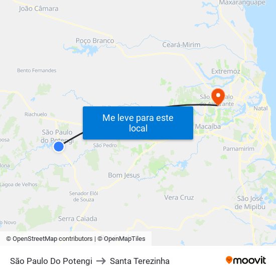 São Paulo Do Potengi to Santa Terezinha map