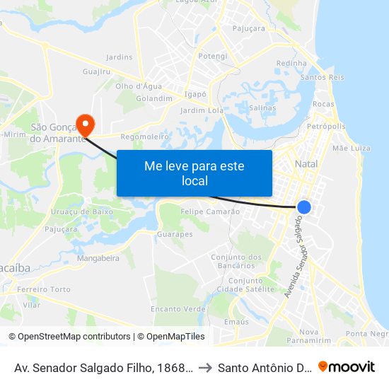 Av. Senador Salgado Filho, 1868 | Igreja Universal to Santo Antônio Do Potengi map