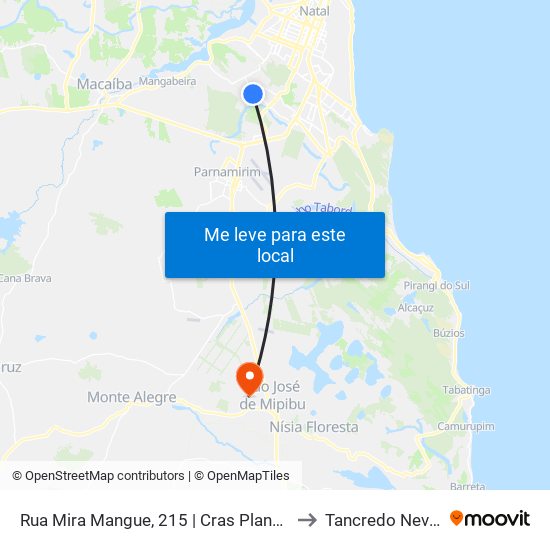 Rua Mira Mangue, 215 | Cras Planalto to Tancredo Neves map
