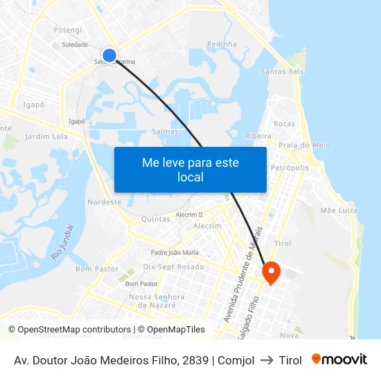 Av. Doutor João Medeiros Filho, 2839 | Comjol to Tirol map