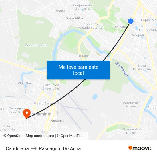 Candelária to Passagem De Areia map