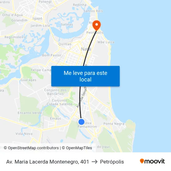 Av. Maria Lacerda Montenegro, 401 to Petrópolis map