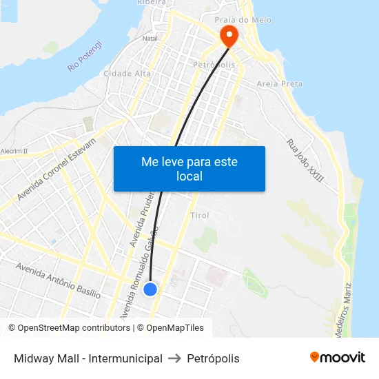 Midway Mall - Intermunicipal to Petrópolis map