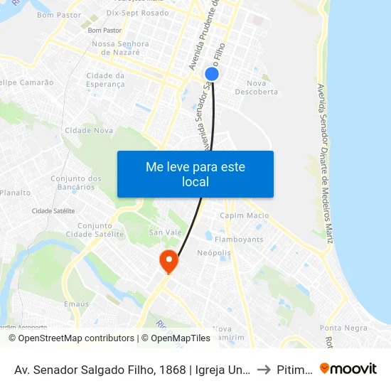 Av. Senador Salgado Filho, 1868 | Igreja Universal to Pitimbu map
