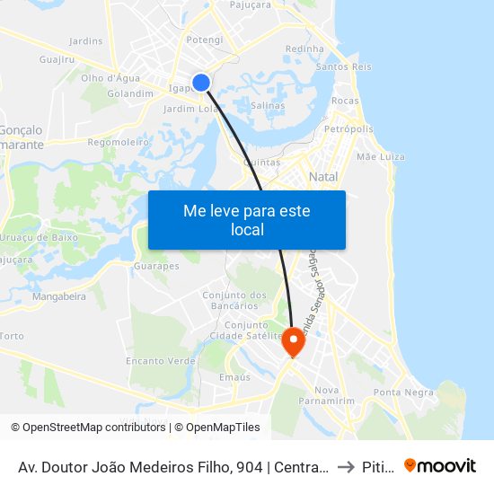 Av. Doutor João Medeiros Filho, 904 | Central Do Cidadão Zona Norte to Pitimbu map