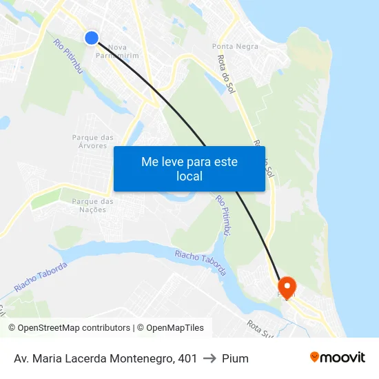 Av. Maria Lacerda Montenegro, 401 to Pium map