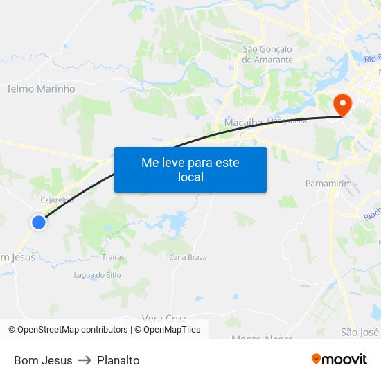 Bom Jesus to Planalto map