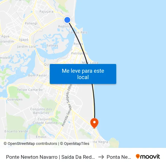 Ponte Newton Navarro | Saída Da Redinha to Ponta Negra map
