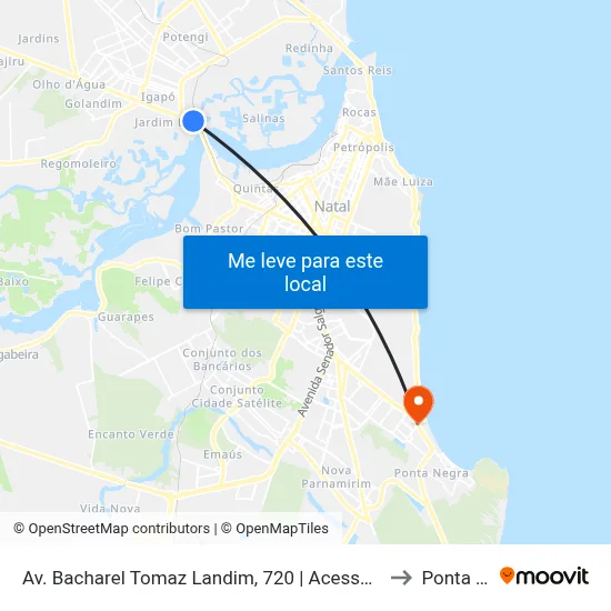 Av. Bacharel Tomaz Landim, 720 | Acesso Ao Cemitério De Igapó to Ponta Negra map