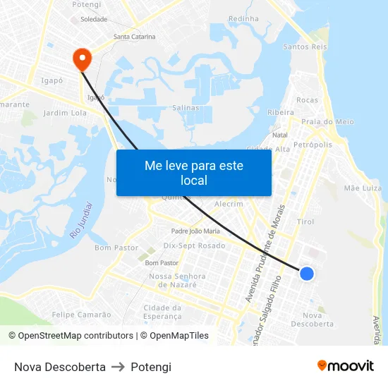 Nova Descoberta to Potengi map