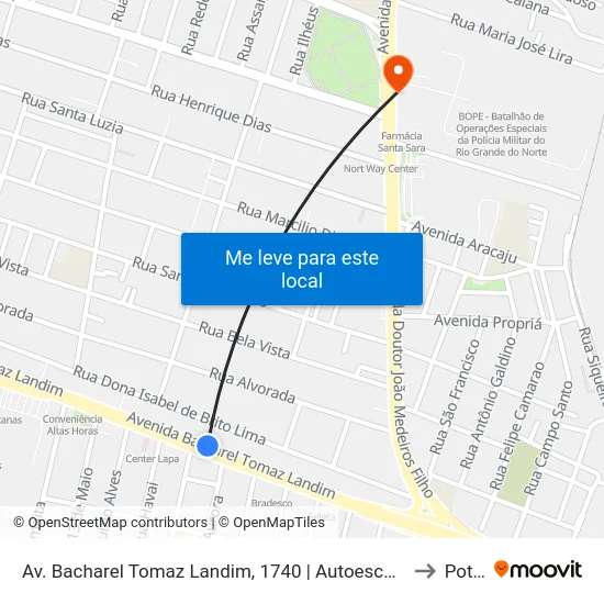 Av. Bacharel Tomaz Landim, 1740 | Autoescola Omar - Linhas De Ônibus to Potengi map