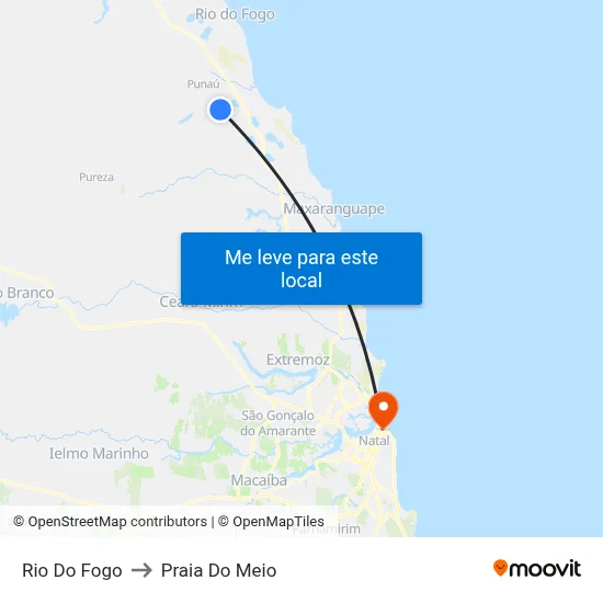 Rio Do Fogo to Praia Do Meio map