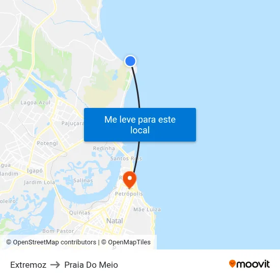 Extremoz to Praia Do Meio map