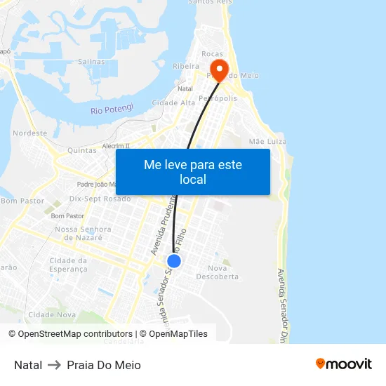 Natal to Praia Do Meio map