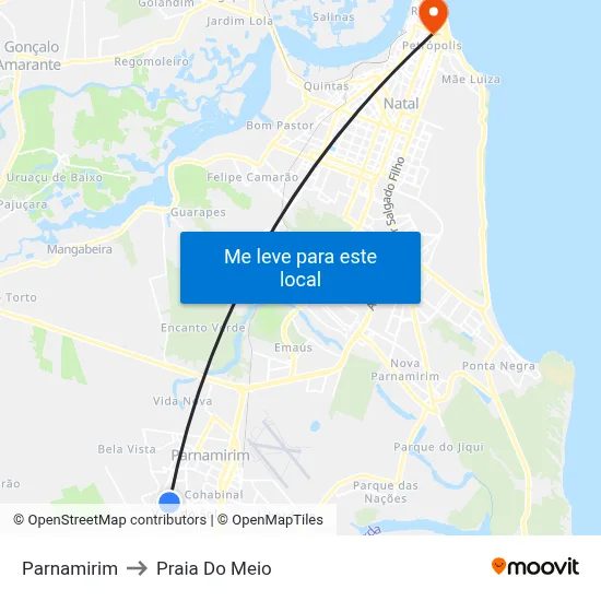 Parnamirim to Praia Do Meio map