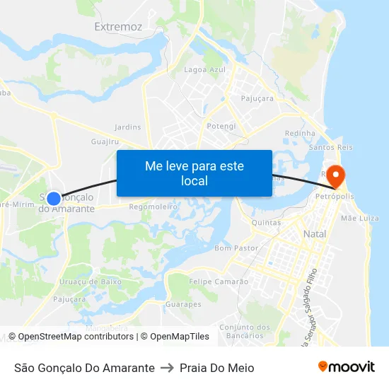 São Gonçalo Do Amarante to Praia Do Meio map