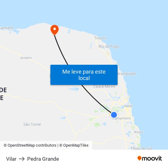 Vilar to Pedra Grande map