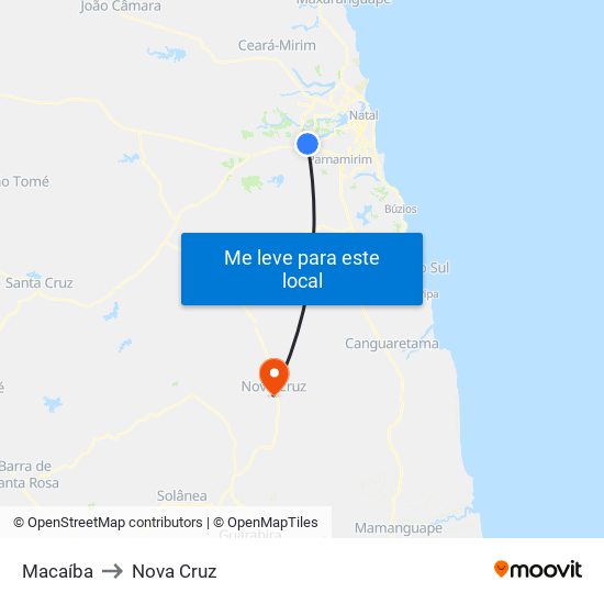 Macaíba to Nova Cruz map