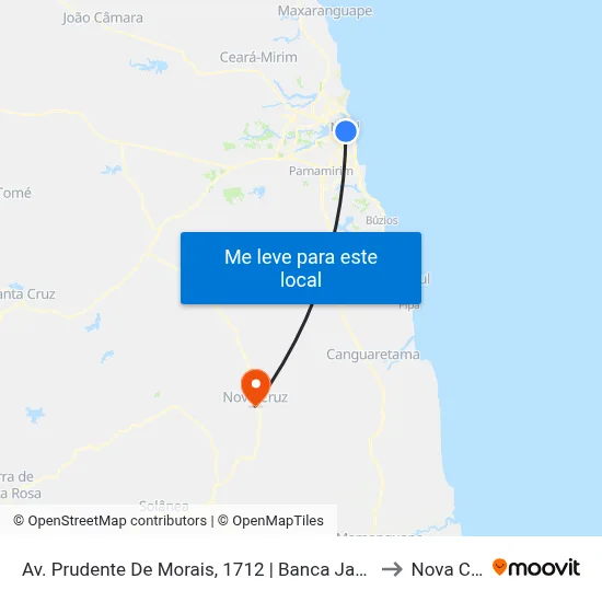 Av. Prudente De Morais, 1712 | Banca Jardim Tirol to Nova Cruz map