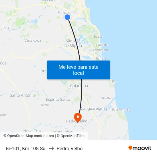 Br-101, Km 108 Sul to Pedro Velho map