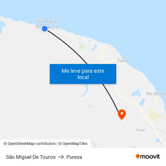 São Miguel De Touros to Pureza map