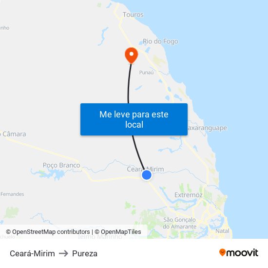 Ceará-Mirim to Pureza map
