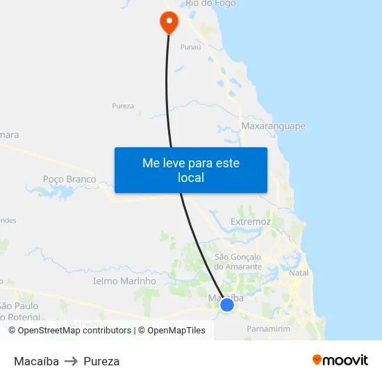 Macaíba to Pureza map